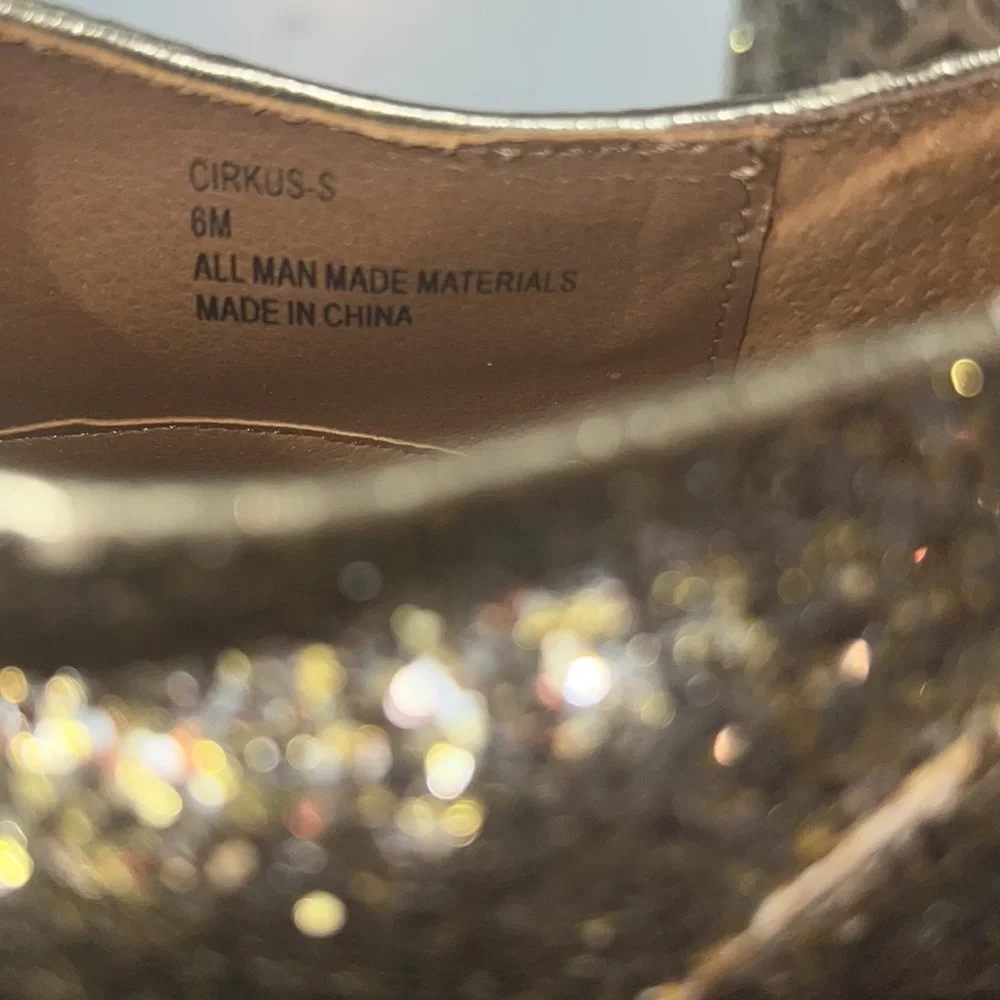 Steve Madden Cirkus-S 6M gold glitter|retro vibes| chuck wood heel - Picture 5 of 6